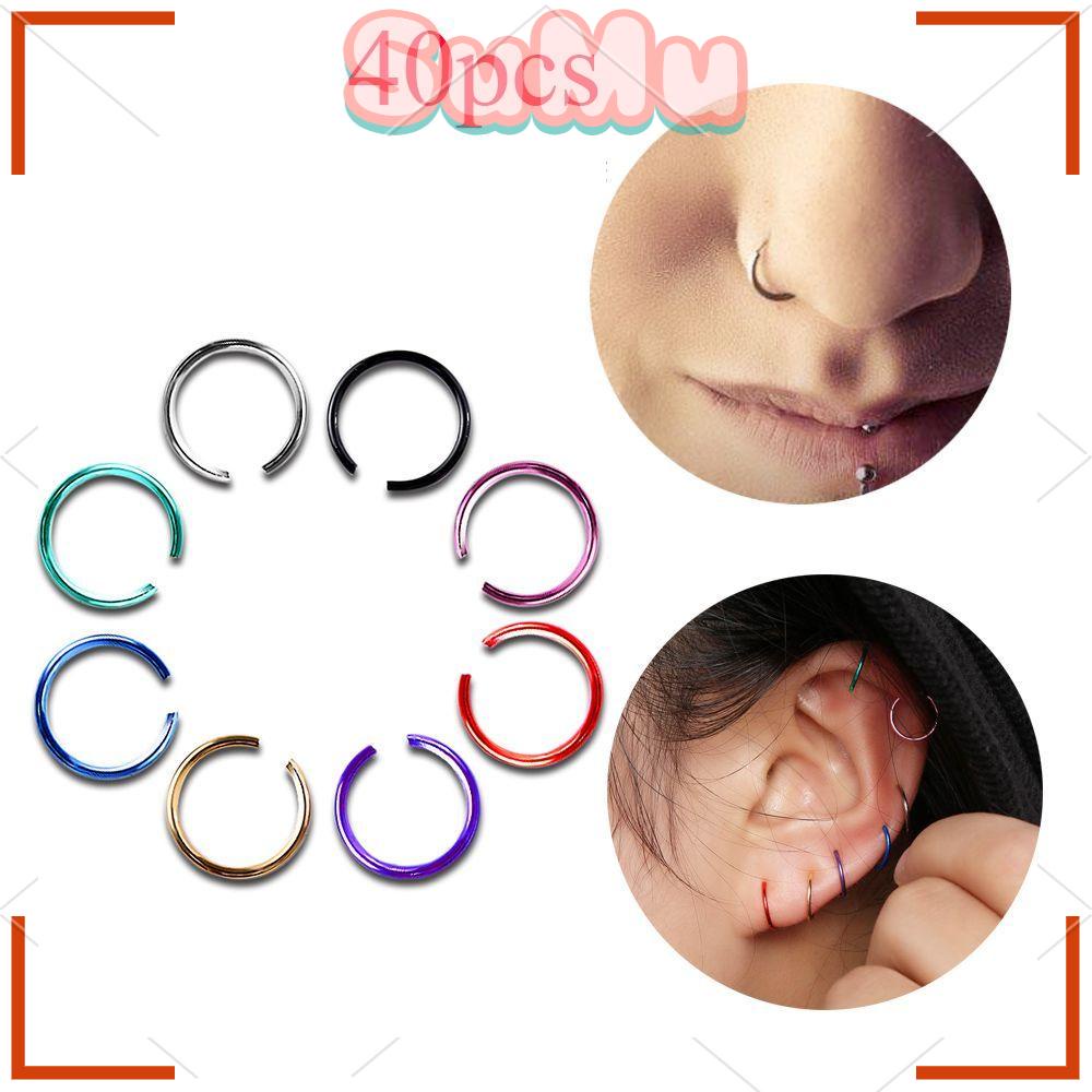 Set 40 Khuyên Mũi Tròn Bằng Thép Gợi Cảm