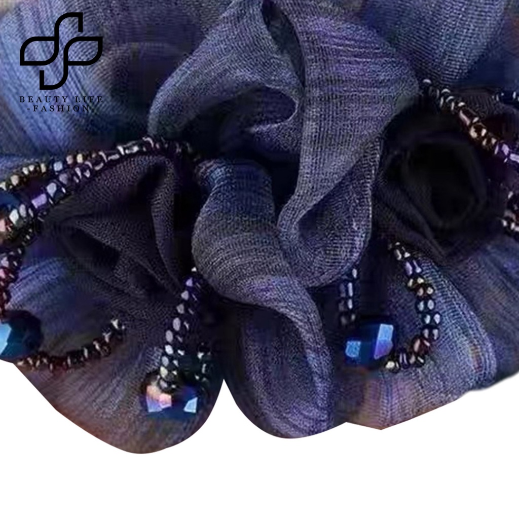 Dây Buộc Tóc Vải Mềm Co Giãn Cao Chống Rơi Đính Hạt Trang Trí Hoa Thời Trang