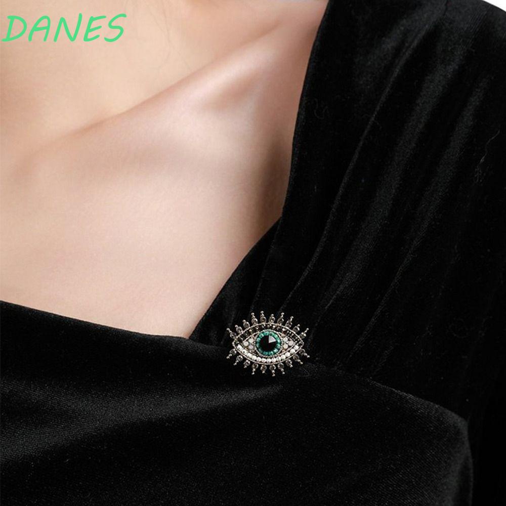 Trâm Cài Áo Hình Đôi Mắt Xanh Đen Mini Bằng Hợp Kim Phong Cách Vintage Thời Trang Cho Nữ