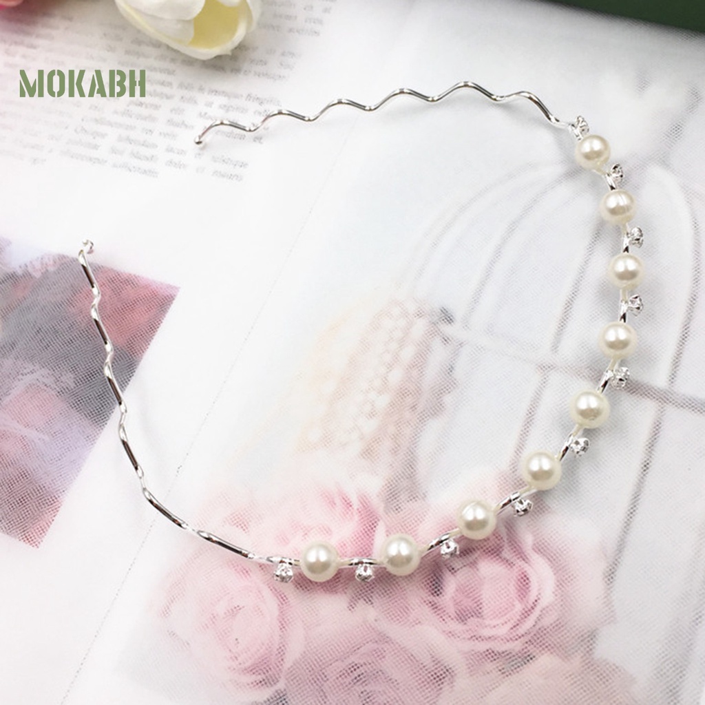 Băng Đô Cài Tóc Co Giãn Đính Đá Giả Ngọc Trai Chống Trượt Thời Trang Dự Tiệc Cho Nữ