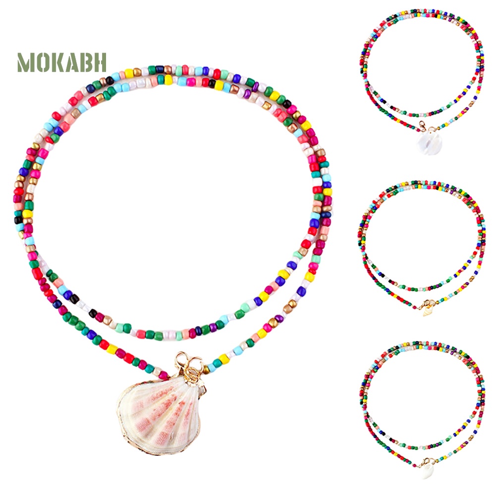 [Mok Abh] Vòng Cổ Hai Lớp Gắn Vỏ Sò Phong Cách Bohemian