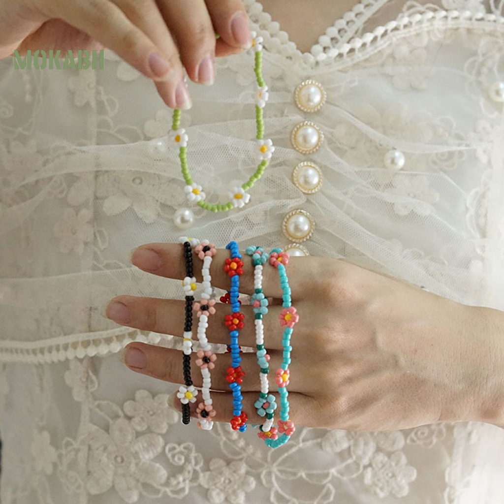 Vòng Đeo Tay Chuỗi Hạt Họa Tiết Hoa Tinh Tế Thời Trang Cho Nữ