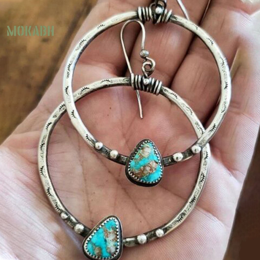 1 Đôi Bông Tai Hình Tròn Đính Đá Phong Cách Vintage Tinh Tế Dành Cho Nữ