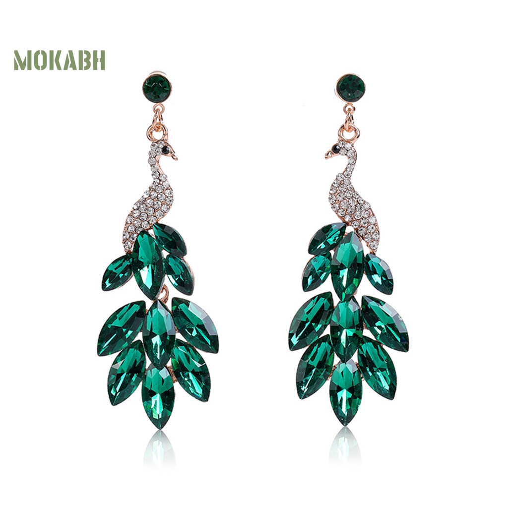 1 Đôi Bông Tai Hình Con Công Đính Đá Sang Trọng