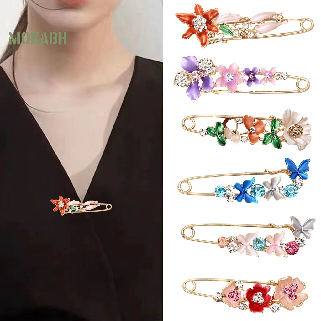 Ghim Cài Áo Hình Hoa Đính Đá Mạ Điện Dễ Phối Đồ Thời Trang Cho Nữ