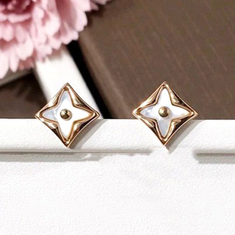 Bông Tai Thép Titan Hình Cỏ Bốn Lá / Tròn Đính Kim Cương Nhân Tạo Phong Cách ins Thời Trang