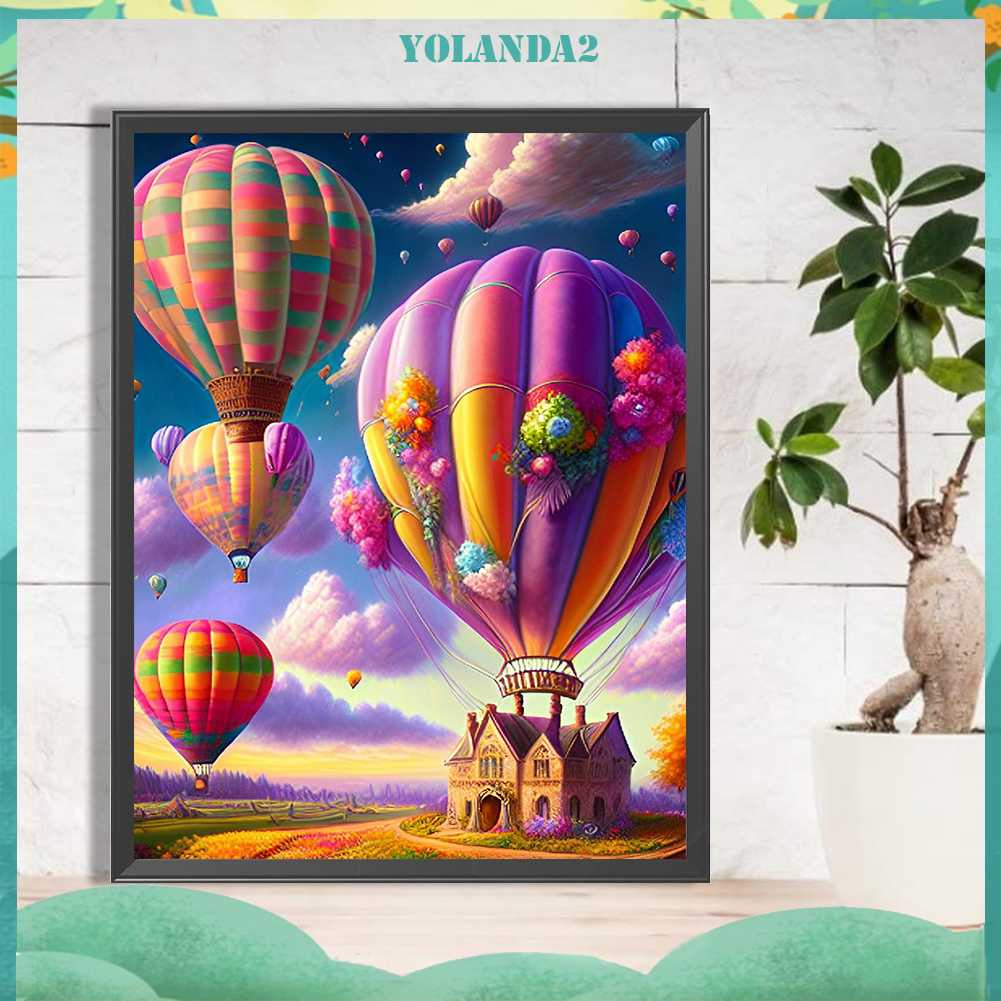 Tranh Đính Đá Kim Cương Toàn Bộ 5D DIY Hình Vẽ Bóng Bay Dùng Trang Trí Nhà