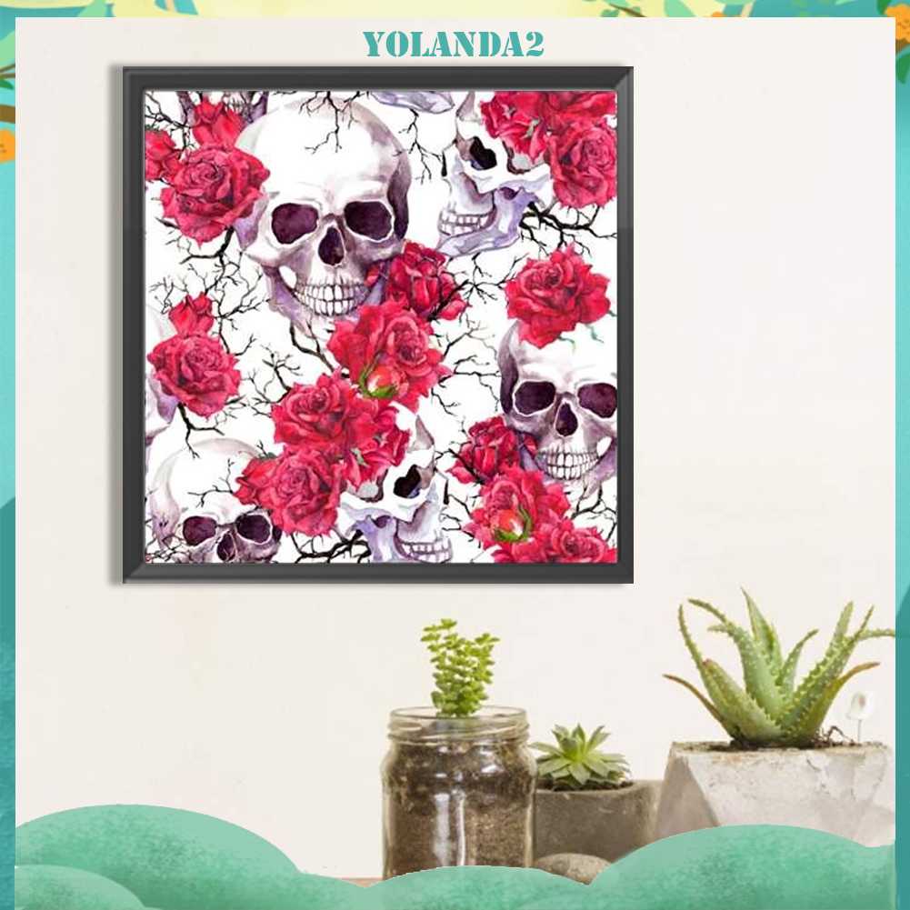 Tranh Đính Đá Kim Cương Toàn Bộ 5D DIY Hình Vẽ Bộ Xương Hoa Hồng