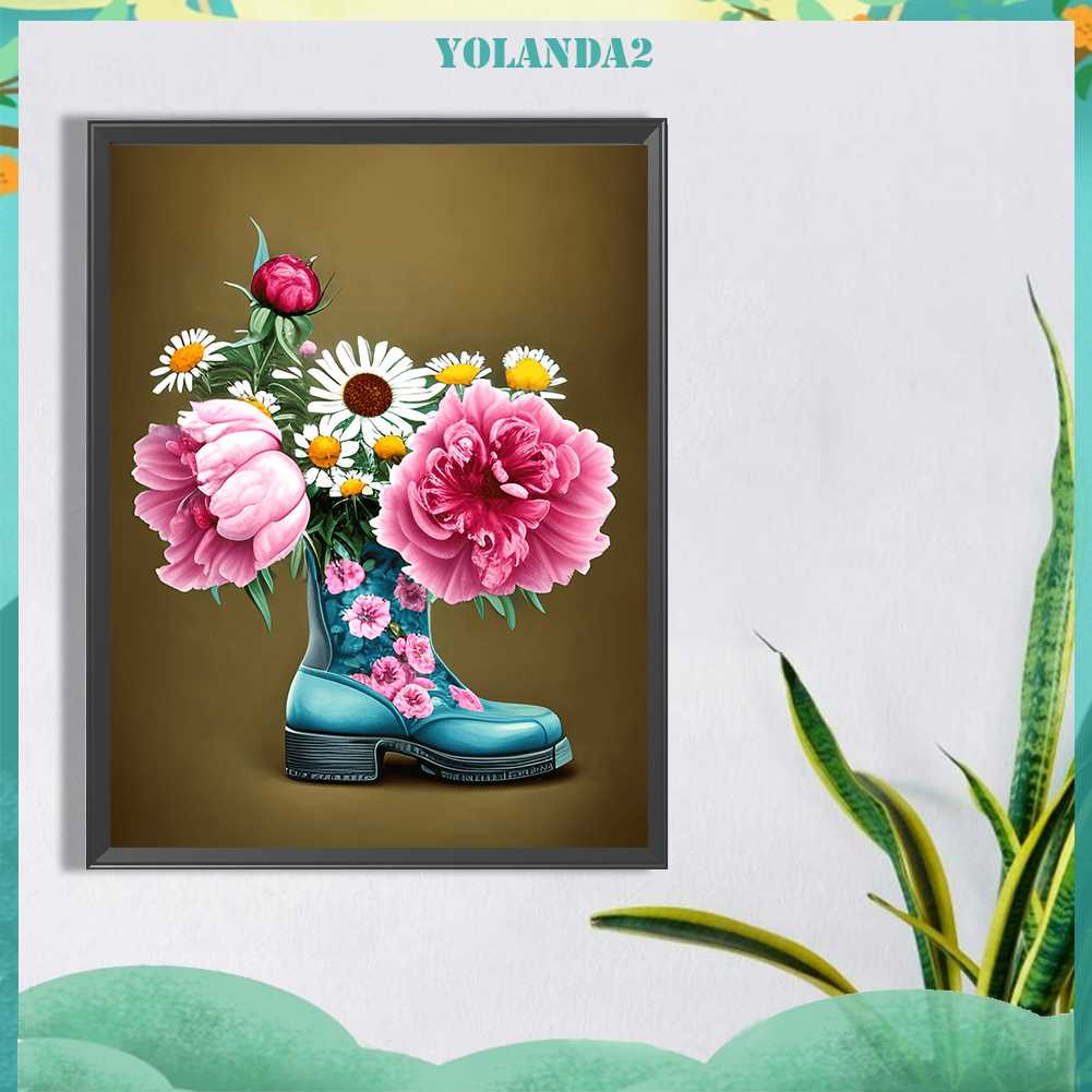 Tranh Đính Đá Kim Cương Toàn Bộ 5D DIY Hình Vẽ Hoa Trang Trí Nhà Cửa