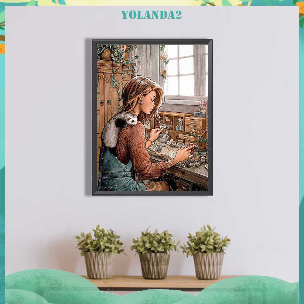 Tranh Đính Đá Kim Cương Toàn Bộ 5D DIY Hình Vẽ Cô Gái Trang Trí Nhà Cửa