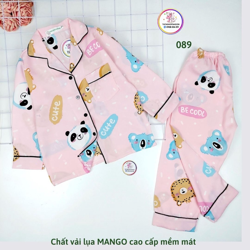16 đến 42kg - Bộ ngủ Pijama bé trai bé gái tphcm - Bộ pyama dài tay cho bé trai bé gái size đại vải lụa mango 089
