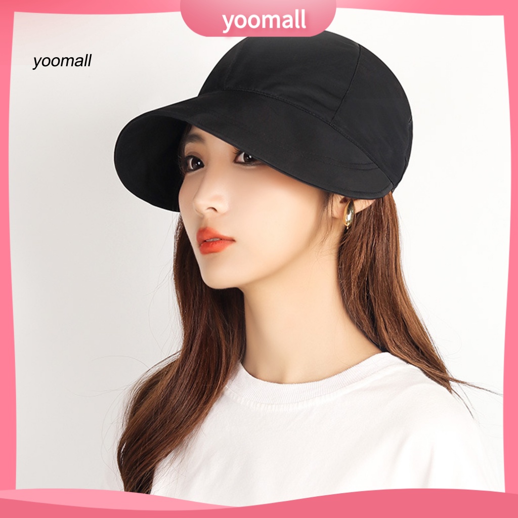 Mũ Rộng Vành Chống Nắng Thoáng Khí Có Dây Rút Màu Sắc Đơn Giản Cho Nữ