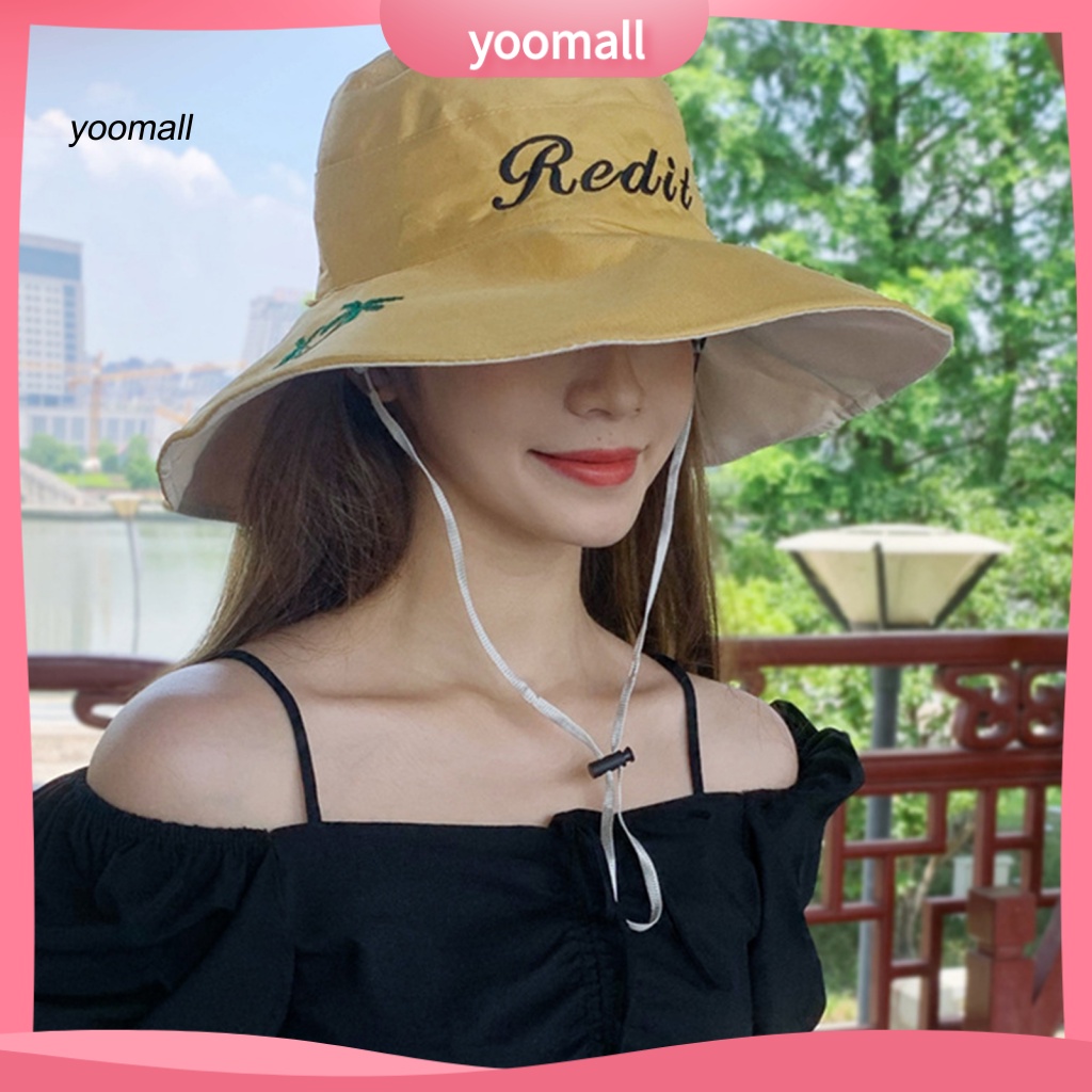 Nón Vành Tròn Dây Rút In Họa Tiết Cây Cối Thời Trang Cho Nữ