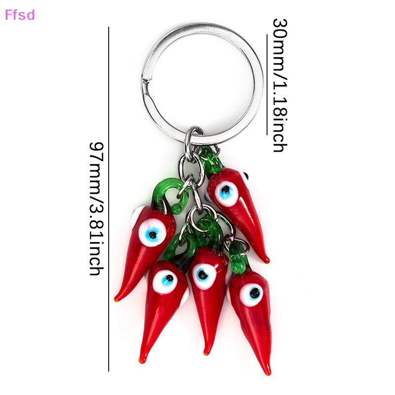 {Ffsd} Móc Chìa Khóa Kim Loại Hình Quả Ớt Đỏ Mắt Xanh Dương Sáng Tạo Thời Trang Làm Quà Tặng Trang Sức Cho Nam Và Nữ