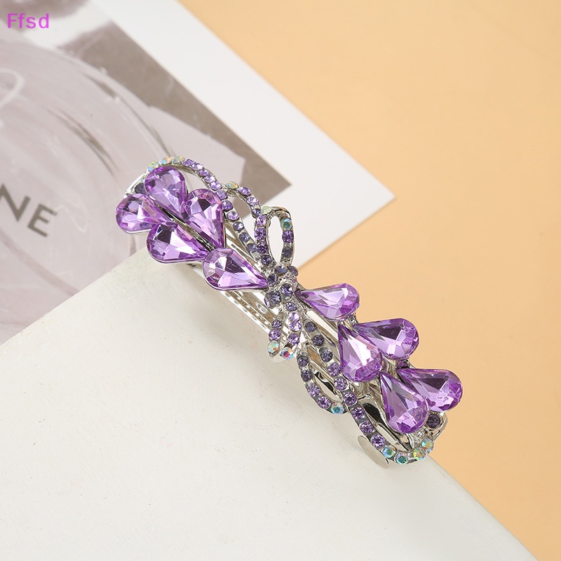 Kẹp Tóc Đuôi Công Đính Kim Cương Pha Lê Đa Năng