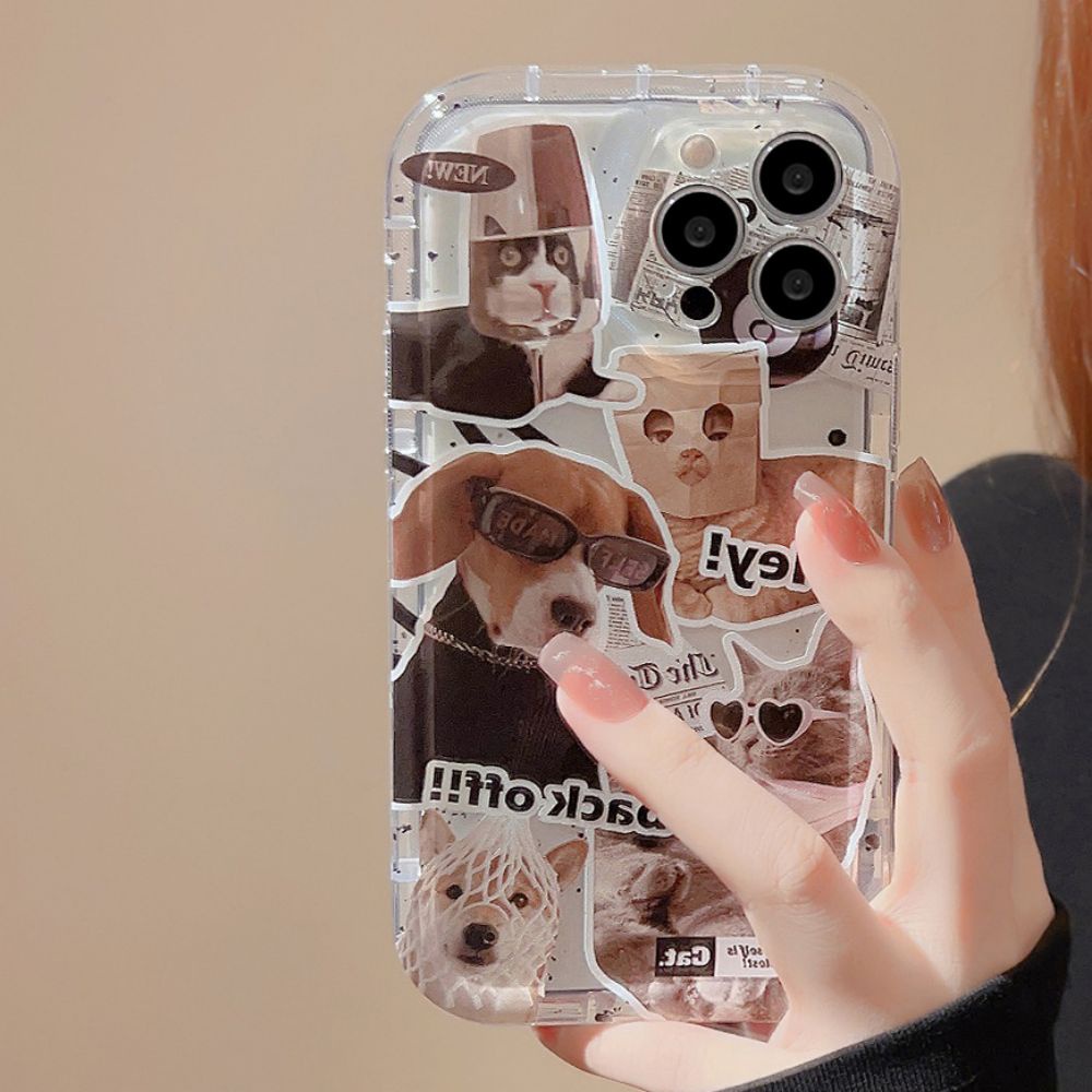 Ốp Điện Thoại TPU Mềm Chống Rơi Họa Tiết Cún Mèo Hoạt Hình Kiểu Retro Cho IPhone 11 14 13 12 Pro Max