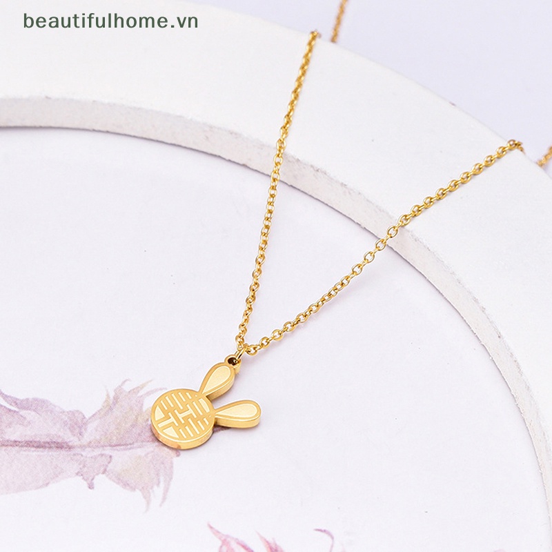 Vòng cổ Hai Mặt Bằng Thép Titan Mặt Hình Thỏ Hoàng Đạo Đơn Giản Thời Trang Cá Tính [beauty]