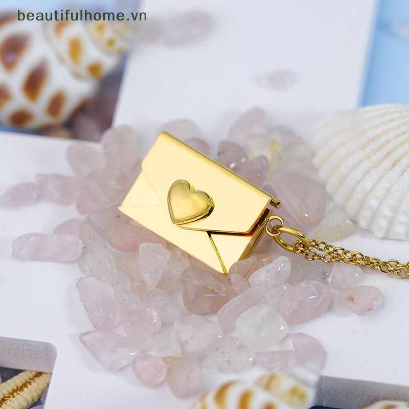 [beautifulhome] Mặt Vòng cổ Dạng Phong Bì Bằng Thép Không Gỉ Hình Trái Tim Sáng Tạo Dành Cho Cặp Đôi [beauty]