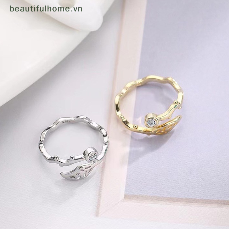 [beautifulhome] Nhẫn Dạng Hở Hình Lá Mây Lượn Sóng Màu Bạc Thiết Kế Độc Đáo Trang Sức Đám Cưới Cho Nữ [beauty