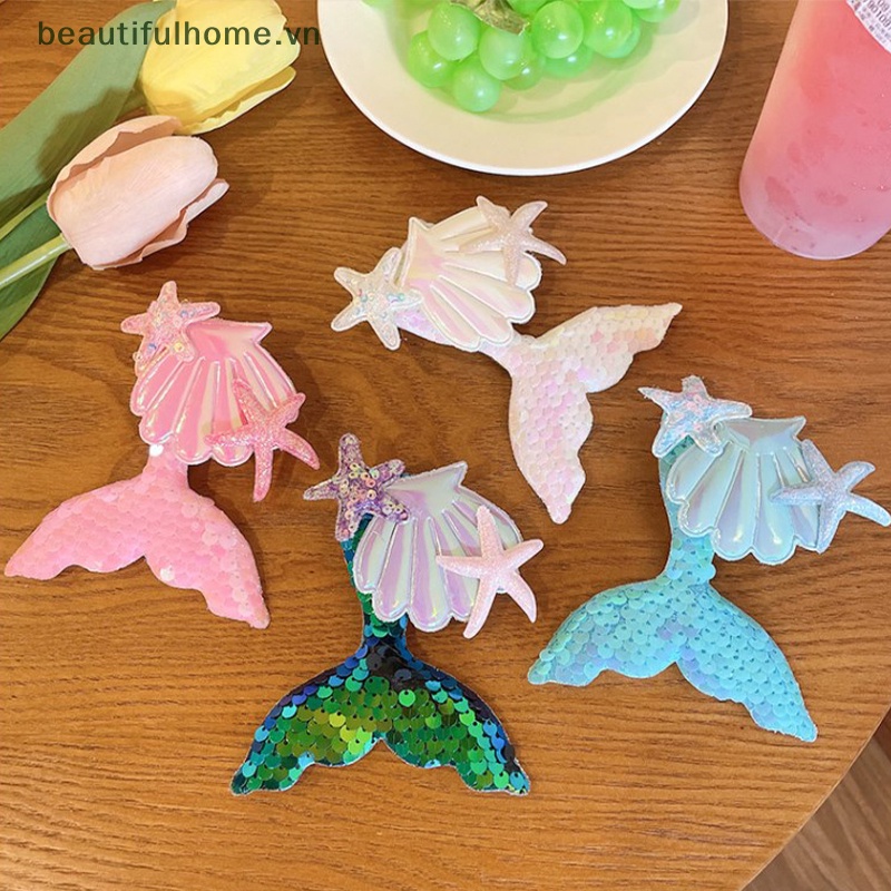 Kẹp Tóc Hình Vỏ Sò / Sao Biển / Vỏ Sò Đính Kim Sa Nhiều Màu Dễ Thương Cho Bé Gái [beauty]