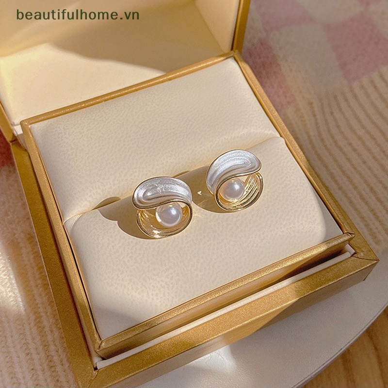 [beautifulhome] Bông Tai Ngọc Trai Thời Trang Hàn Quốc Hình Học Baroque Thanh Lịch Dành Cho Nữ [beauty]