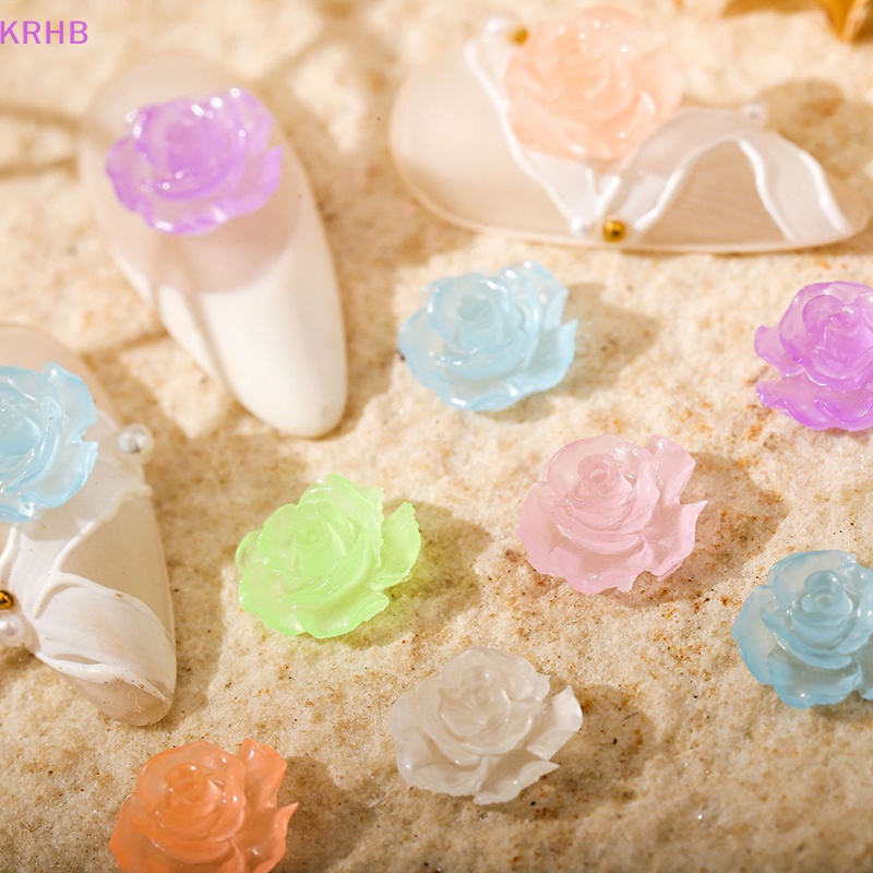 Set 50 Hoa Hồng Dạ Quang 10MM Dùng Để Trang Trí Móng Nghệ Thuật Mới