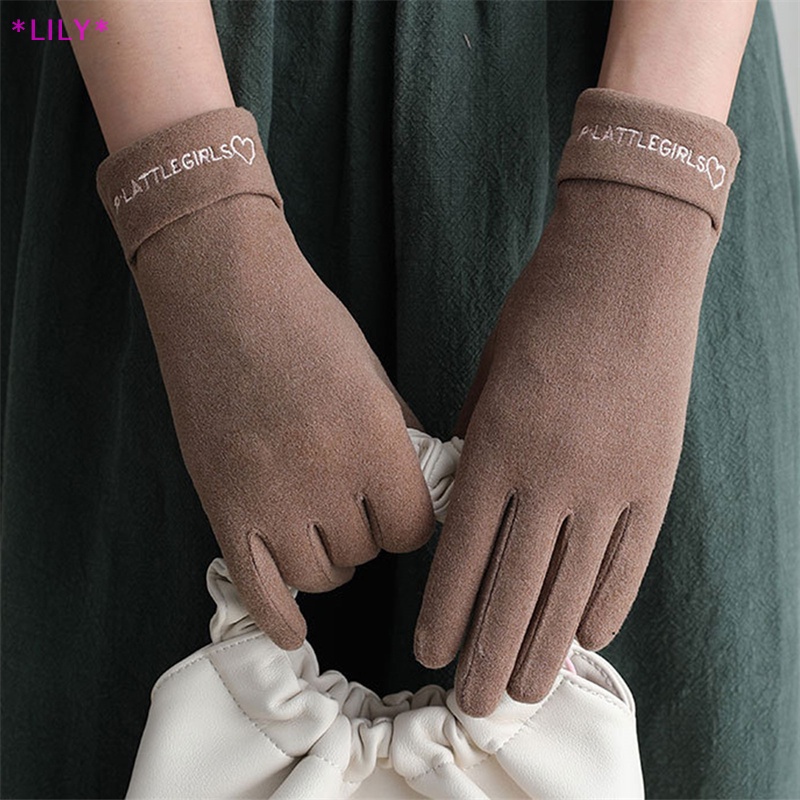 Lily Phụ nữ mùa đông ấm áp găng tay Windproof đi xe đạp glvoes therml màn hình cảm ứng găng tay uuu