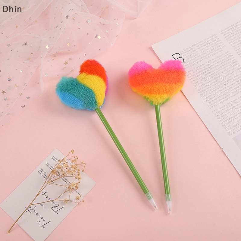 Bút Bi Hình Kẹo Lông Trái Tim Màu Sắc Ngọt Ngào Dễ Thương