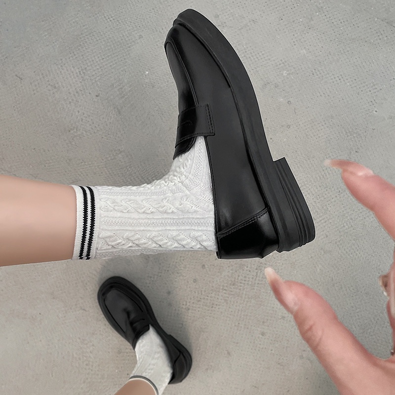 Giày Da Mũi Tròn Phong Cách retro Nhật Bản Cho Nữ