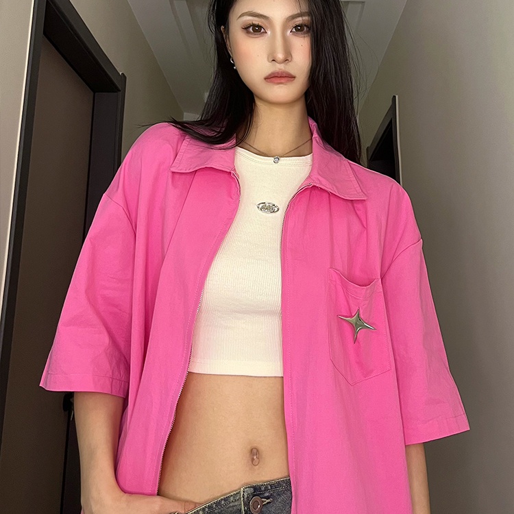 Áo Sơ Mi Tay Ngắn Họa Tiết Ngôi Sao Đơn Giản Thời Trang Cho Nam Và Nữ