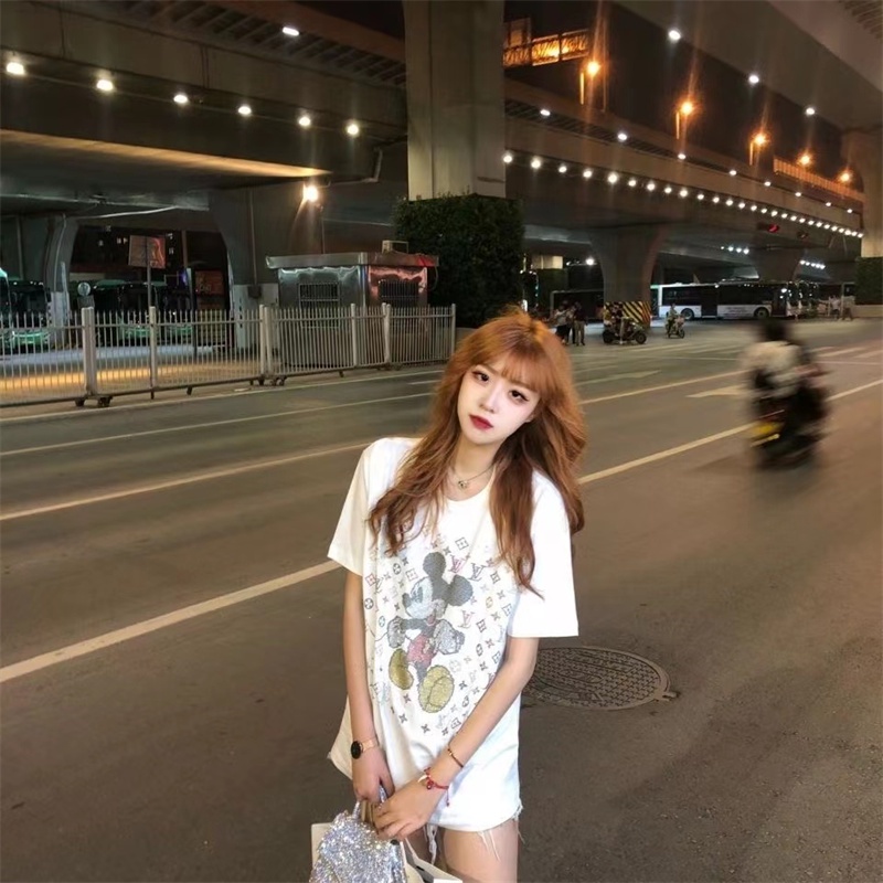 Áo Thun Ngắn Tay Cổ Tròn In Hình Mickey Thời Trang Mùa Xuân Mới