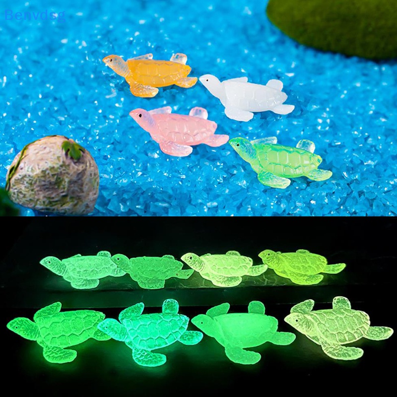 Bộ 2 Tượng Rùa Mini Bằng Nhựa Resin Dạ Quang Trang Trí Tiểu Cảnh / Xe Hơi