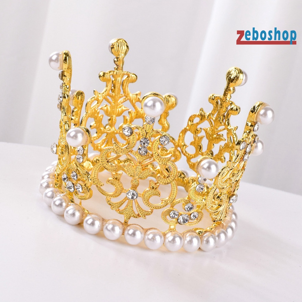 Vương Miện Công Chúa Đính Ngọc Trai Giả Dùng Trang Trí Bánh Kem