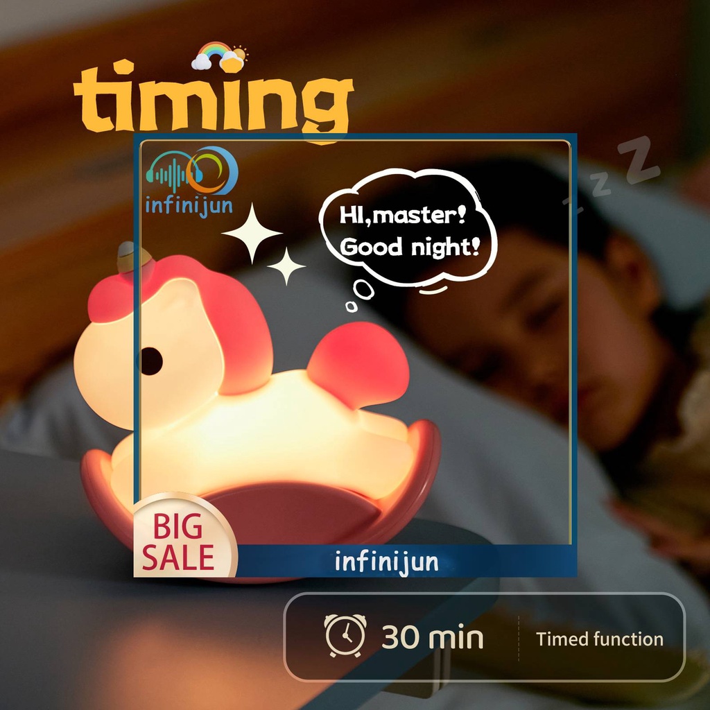 Đèn Ngủ Để Bàn 2 Chế Độ Hình Ngựa Bằng Silicone