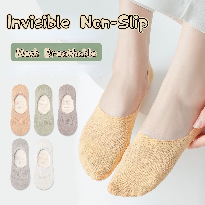 Vớ Thuyền Bằng Cotton Lưới Mỏng Thoáng Khí Màu Kẹo Ngọt Chống Trượt