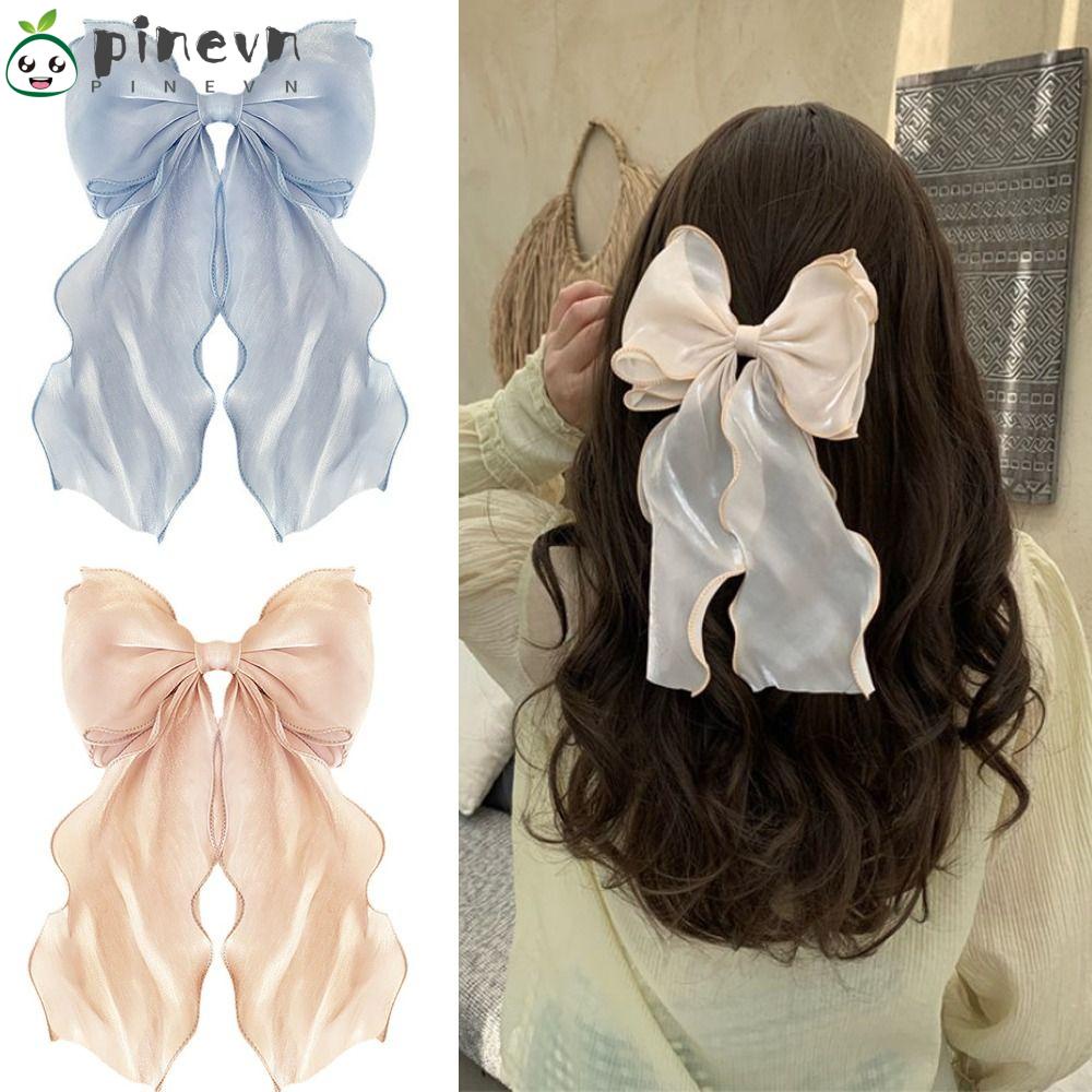 Bộ 2 Kẹp Tóc Nơ Vải Satin Thời Trang