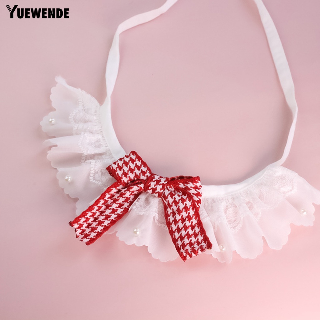 Yq.e Khăn Choàng Cổ Thắt Nơ Viền Ren Mềm Mại Thoải Mái Độ Ổn Định Cao Trang Trí Bên Ngoài Cho Thú Cưng