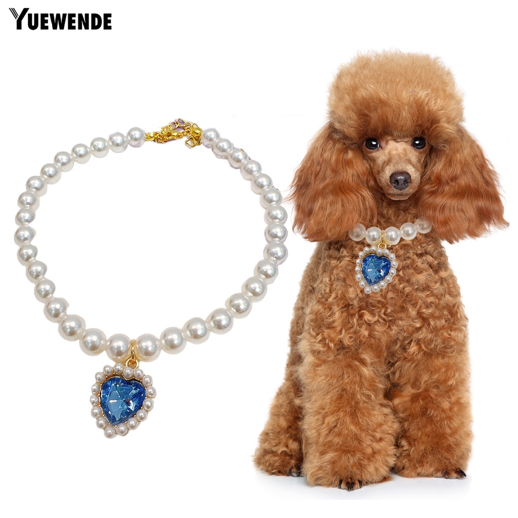 Vòng Cổ YQ.E Đính Pha Lê Giả Ngọc Trai Hình Trái Tim Có Thể Điều Chỉnh Cho Thú Cưng