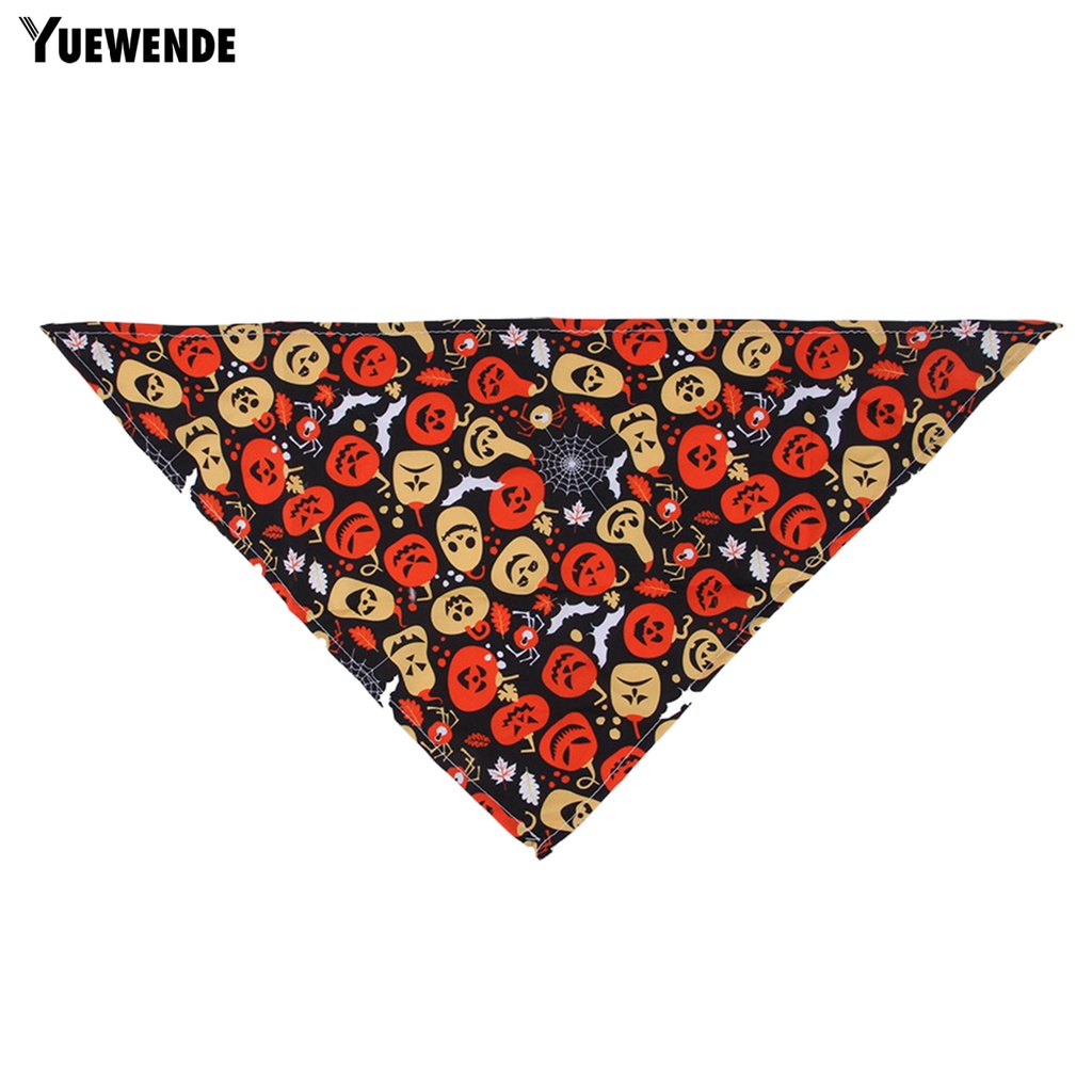 Yq.e 1 Set Khăn Choàng Cổ Tam Giác Vải Dệt Kim In Họa Tiết Bí Ngô Hoạt Hình Dễ Giặt Tẩy Có Thể Giặt Rửa Cho Thú Cưng