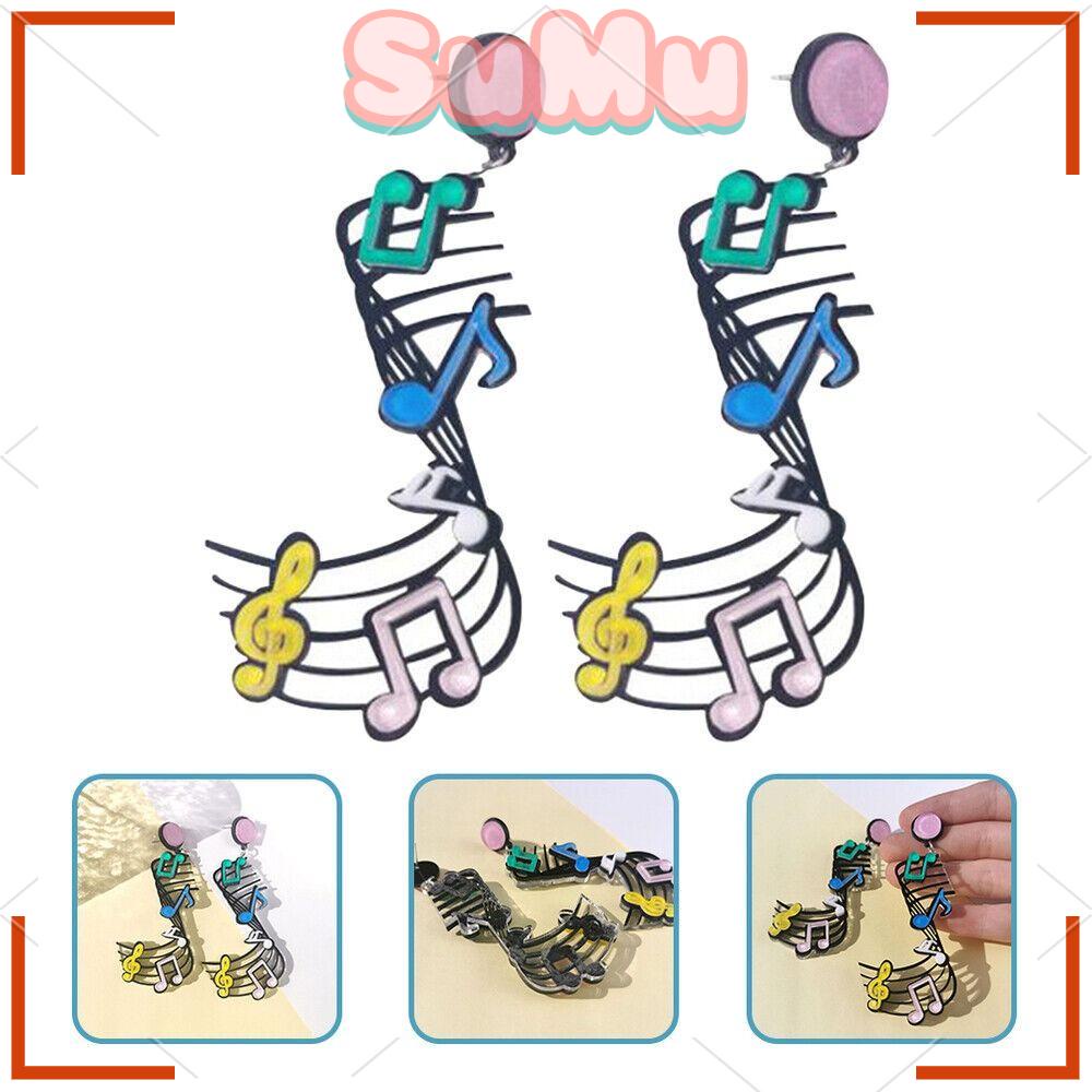 Sumu Bông Tai Acrylic Hình Nốt Nhạc Nhiều Màu Sắc Đẹp Mắt Cho Nữ