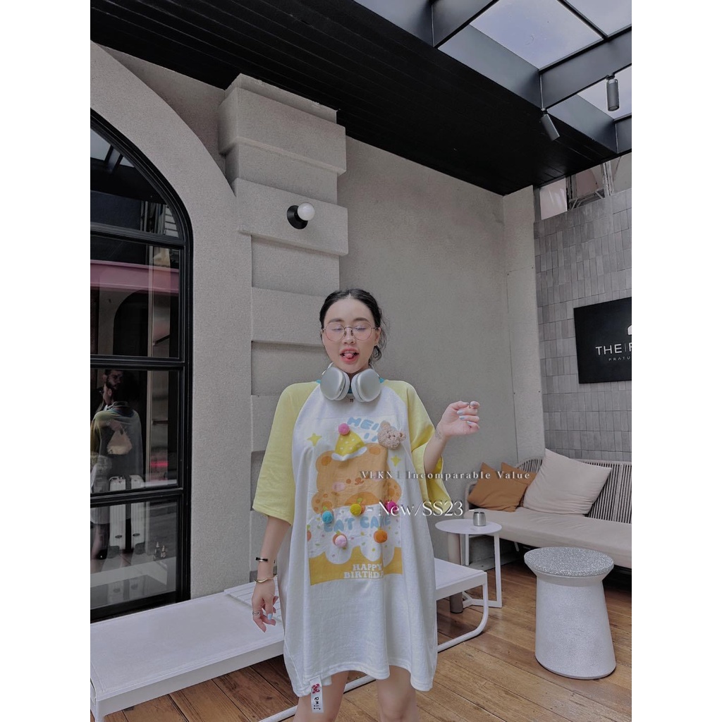 Áo thun gấu tay màu ca.ke jiwa