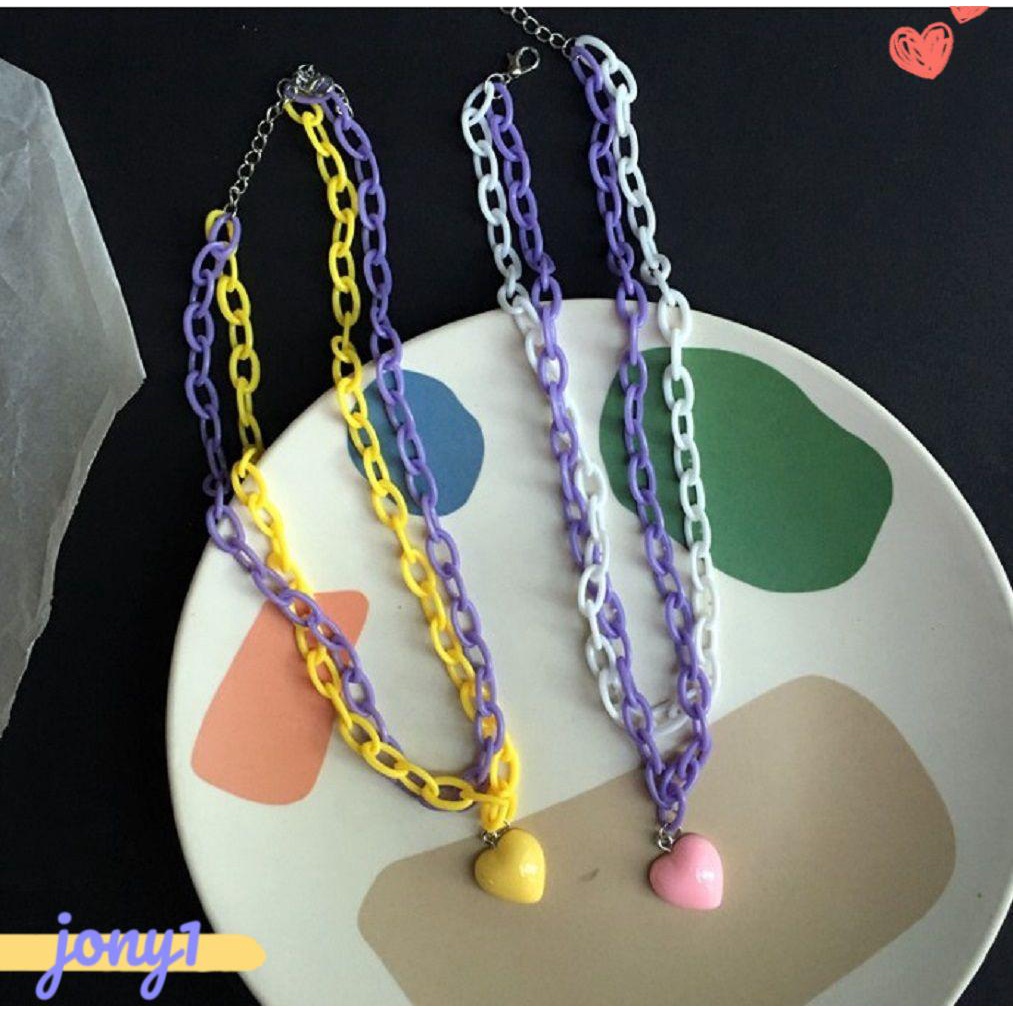 1 Dây Chuyền Nhiều Lớp Mặt Hình Trái Tim Phong Cách Punk Cá Tính Dành Cho Nữ|Vòng Cổ Choker Thời Trang Cá Tính