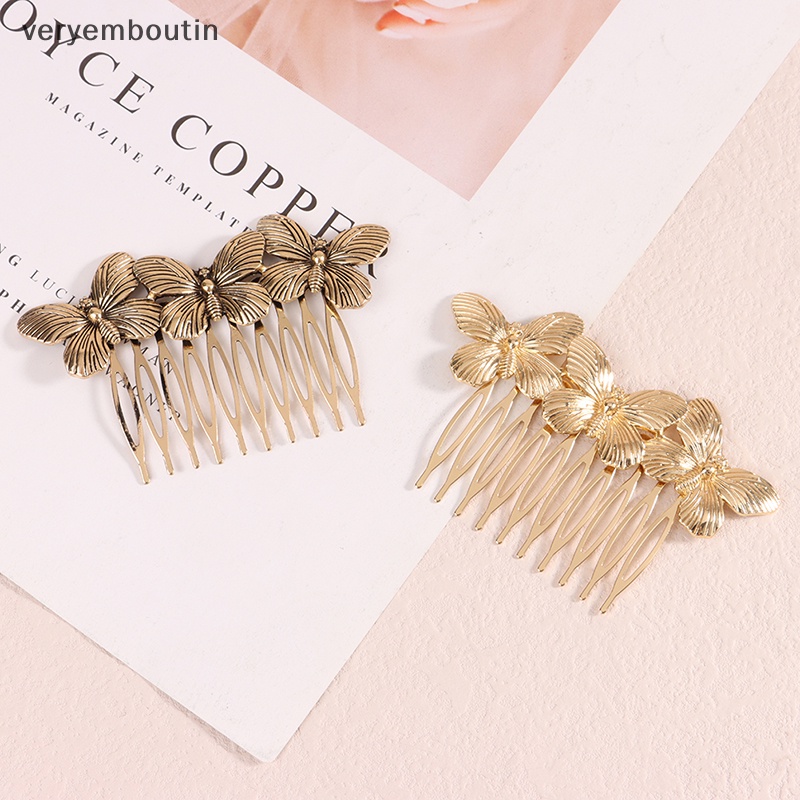 Lược Cài Tóc Kim Loại Hình Bướm Vintage Thanh Lịch Cho Nữ