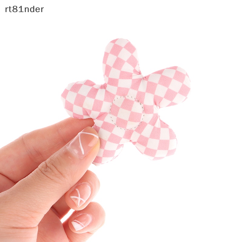 Rt Móc Khóa Cặp Đôi Hình Bông Hoa Năm Cánh Bằng Vải Cotton Kẻ Sọc Caro Dễ Thương DIY n