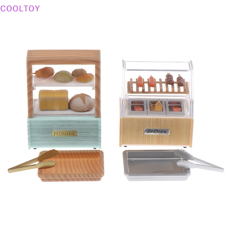 1 Set Mô Hình Tủ Trưng Bày Bánh Mì / Bánh Nướng BBQ / Xúc Xích Tỉ Lệ 1: 12 Trang Trí Nhà Búp Bê