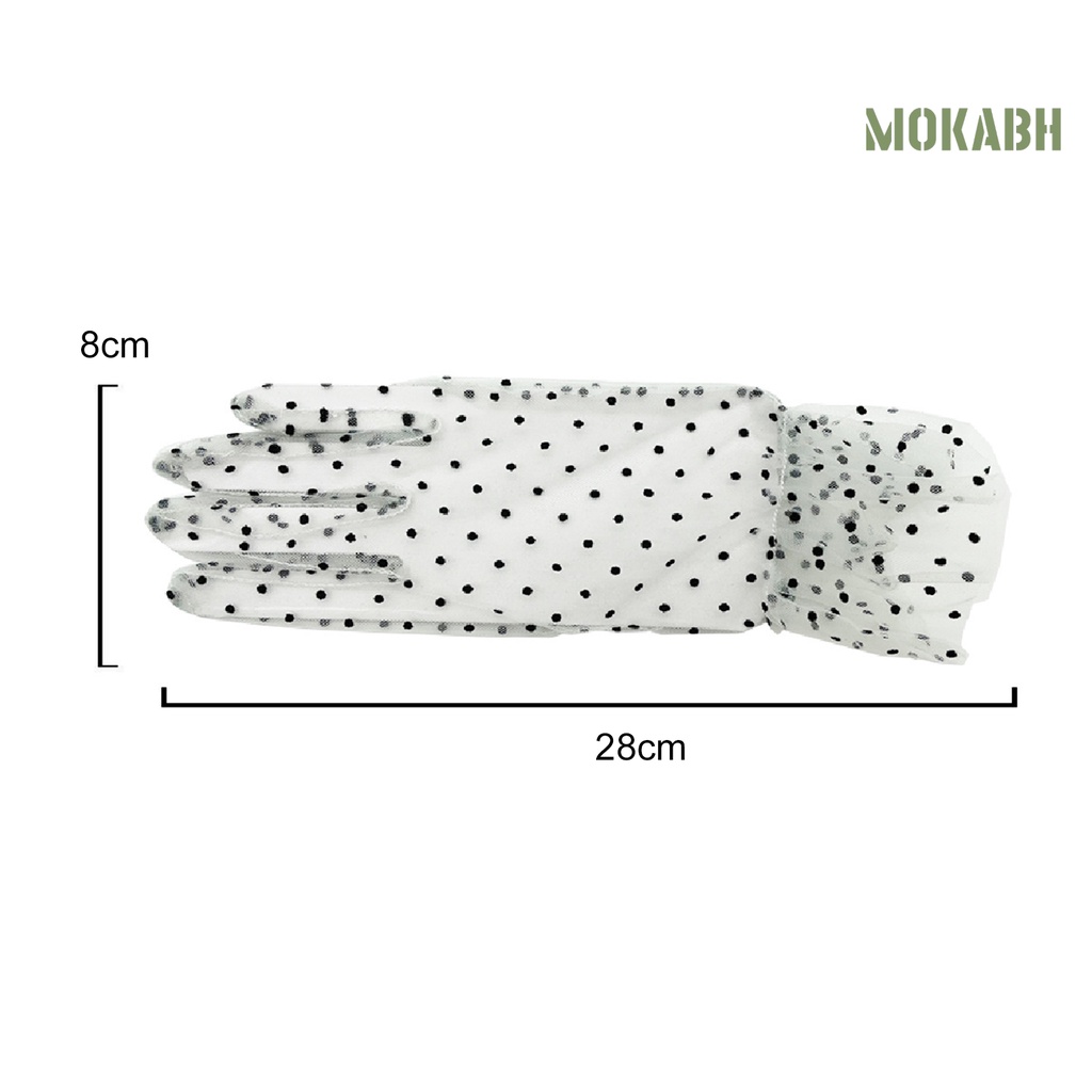 1 Đôi Găng Tay Lưới Vải Tuyn Trong Suốt Họa Tiết Chấm Bi