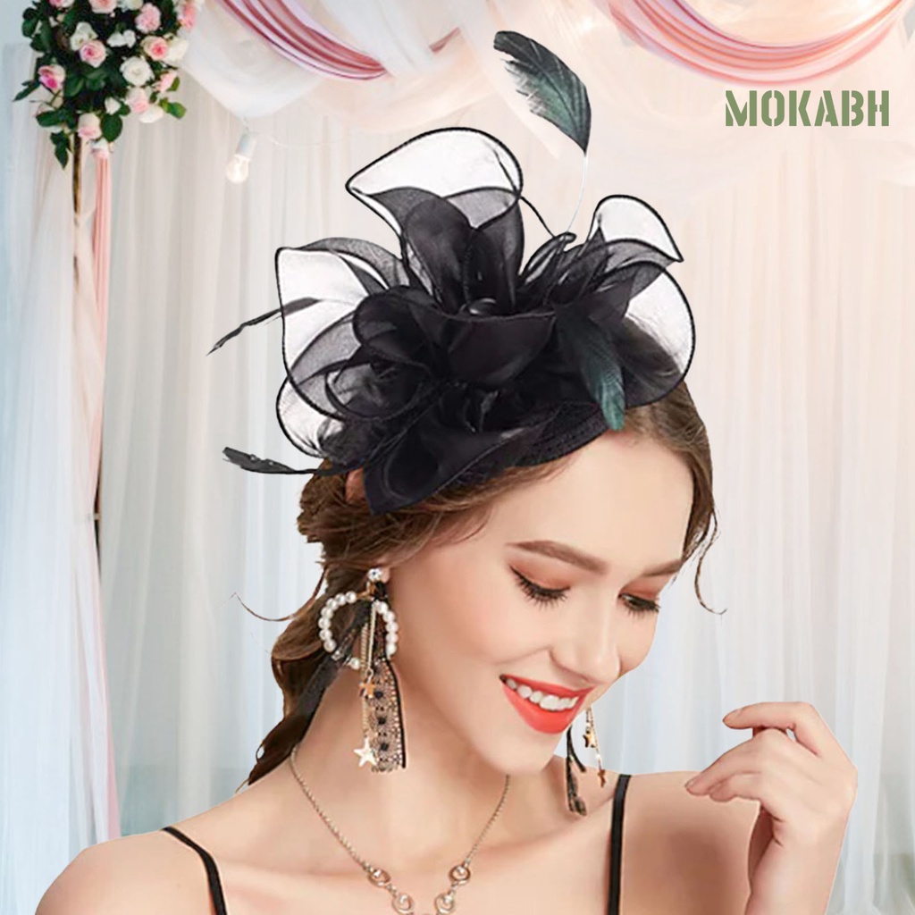 [Mokabh] Kẹp Tóc Hình Lông Vũ Siêu Nhẹ Không Phai Màu Dễ Phối Đồ Phong Cách Retro Thanh Lịch Dễ Phối Đồ Dành Cho Cô Dâu