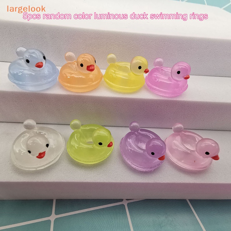 Bộ 5 Đồ trang trí Chú Vịt Bơi Lội Màu Dạ Quang Dễ Thương Trang Trí Xe Hơi