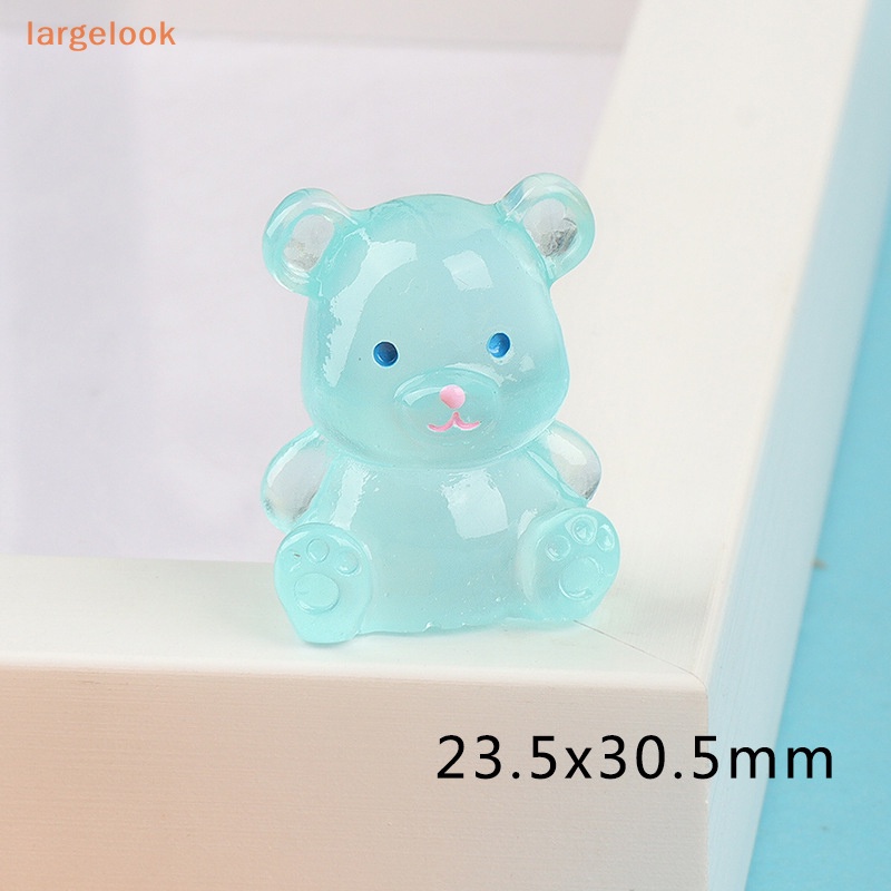 Bộ 2 Móc Khóa Hình Chú Gấu 3D Bằng Nhựa Resin Màu Dạ Quang DIY