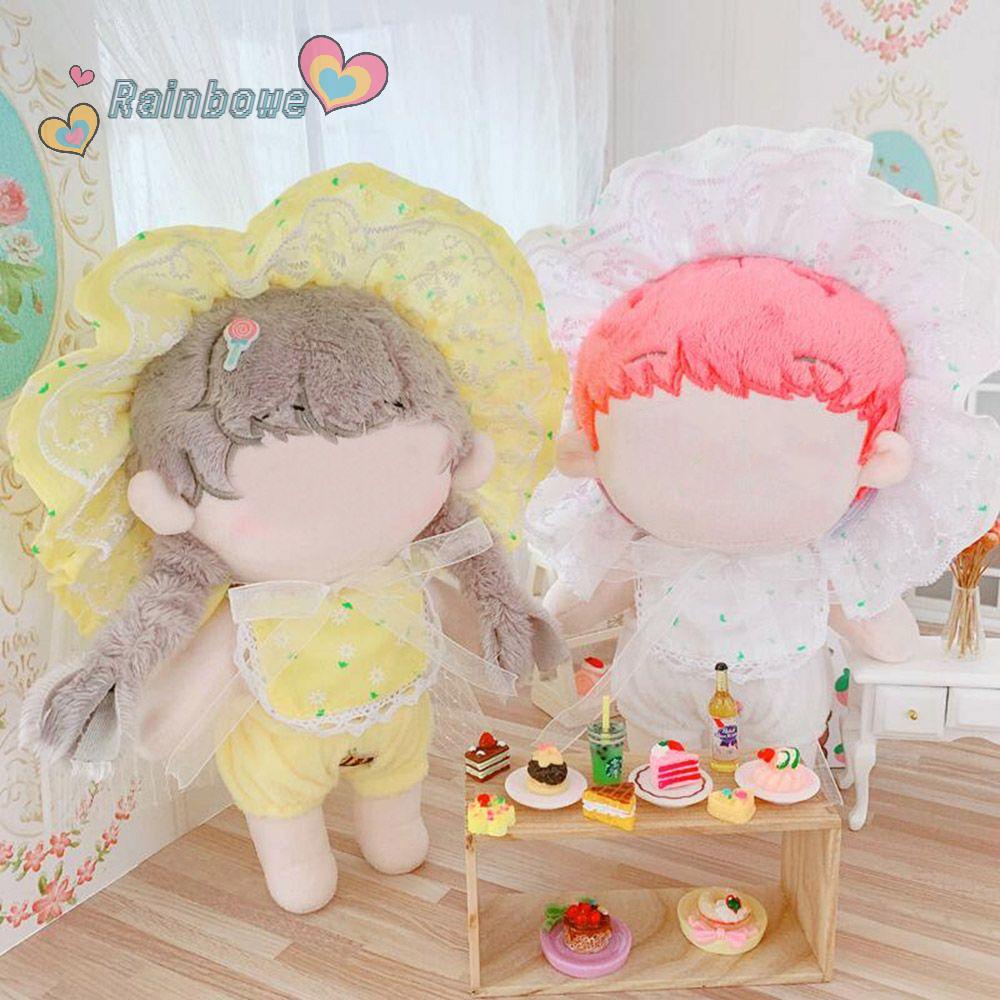 Nón Vành Chống Nắng Phối Ren Màu Cầu Vồng Dễ Thương Cho Búp Bê 20cm